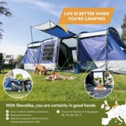 Skandika Montana 8 Sleeper Tent – Tunneltent – 8 Persoons Familietent - Campingtent – Sleeper Technology (2 Tot 4 Extra Donkere Slaapcabines) – Ingenaaide Tentvloer - Muggengaas – 700 X 310 X 200 Cm (LxBxH) – 5000mm Waterkolom – Kamperen – Blauw/wit 14 Skandika Montana 8 Sleeper Tent – Tunneltent – 8 Persoons Familietent - Campingtent – Sleeper Technology (2 Tot 4 Extra Donkere Slaapcabines) – Ingenaaide Tentvloer - Muggengaas – 700 X 310 X 200 Cm (LxBxH) – 5000mm Waterkolom – Kamperen – Blauw/wit -Buiten Kamperen 1200x1200 128