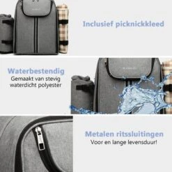 Kono Koeltas - Koelrugzak - Picknick - Picknicktas Met Flessenhouder - Koelrugtas Met Picknickkleed - Grijs (E6915 GY) 17 Kono Koeltas - Koelrugzak - Picknick - Picknicktas Met Flessenhouder - Koelrugtas Met Picknickkleed - Grijs (E6915 GY) -Buiten Kamperen 1200x1200 1280