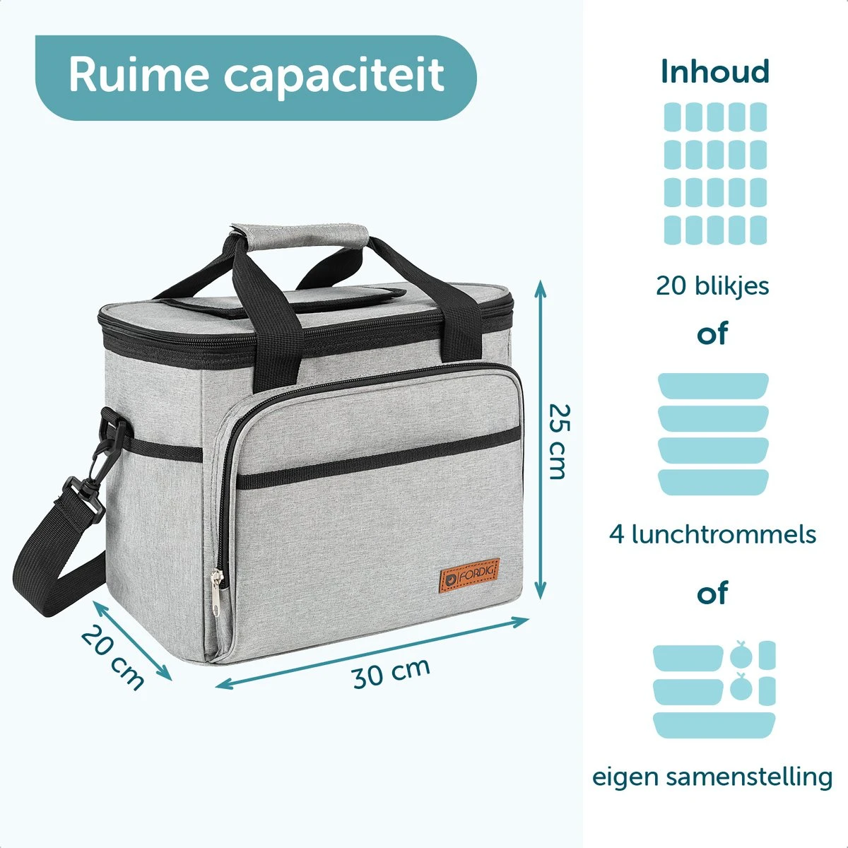 ForDig Koeltas L Grijs (15 Liter) - Gemaakt Van 600D Polyester Met PEVA-Voering - Ruimte Voor 20 Blikjes Of 10 Halve Liter Flessen - Opvouwbaar Koel Tas Met Easy-Acces Flap - Ruimte Voor Bestek - Picknick Cool Bag - Coolerbag - Grote Cooler 2 ForDig Koeltas L Grijs (15 Liter) - Gemaakt Van 600D Polyester Met PEVA-Voering - Ruimte Voor 20 Blikjes Of 10 Halve Liter Flessen - Opvouwbaar Koel Tas Met Easy-Acces Flap - Ruimte Voor Bestek - Picknick Cool Bag - Coolerbag - Grote Cooler - Afbeelding 2