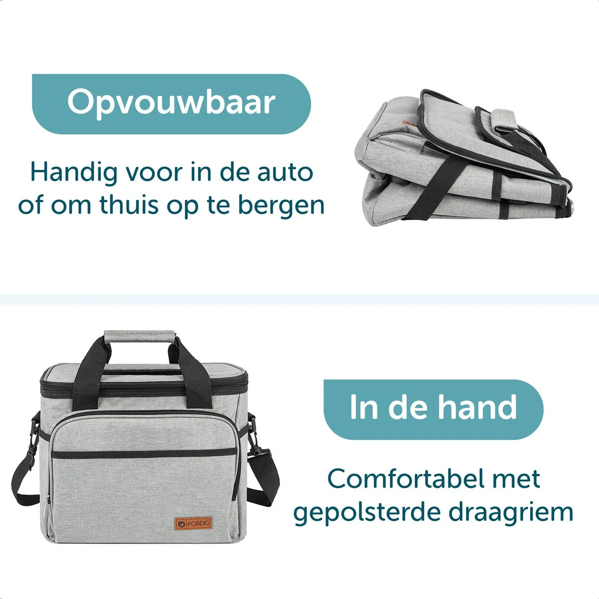 ForDig Koeltas L Grijs (15 Liter) - Gemaakt Van 600D Polyester Met PEVA-Voering - Ruimte Voor 20 Blikjes Of 10 Halve Liter Flessen - Opvouwbaar Koel Tas Met Easy-Acces Flap - Ruimte Voor Bestek - Picknick Cool Bag - Coolerbag - Grote Cooler 5 ForDig Koeltas L Grijs (15 Liter) - Gemaakt Van 600D Polyester Met PEVA-Voering - Ruimte Voor 20 Blikjes Of 10 Halve Liter Flessen - Opvouwbaar Koel Tas Met Easy-Acces Flap - Ruimte Voor Bestek - Picknick Cool Bag - Coolerbag - Grote Cooler - Afbeelding 5