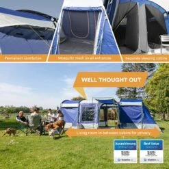 Skandika Montana 8 Tent – Tunneltenten – 8 Persoons Tent – Campingtent – 200 Cm Stahoogte – 2-4 Slaapcabines - Muggengaas – Familietent – 4 Ingangen – 700 X 310 X 200 Cm (L X B X H) - 5000 Mm Waterkolom – Outdoor, Camping – Kamperen – Blauw 17 Skandika Montana 8 Tent – Tunneltenten – 8 Persoons Tent – Campingtent – 200 Cm Stahoogte – 2-4 Slaapcabines - Muggengaas – Familietent – 4 Ingangen – 700 X 310 X 200 Cm (L X B X H) - 5000 Mm Waterkolom – Outdoor, Camping – Kamperen – Blauw -Buiten Kamperen 1200x1200 136