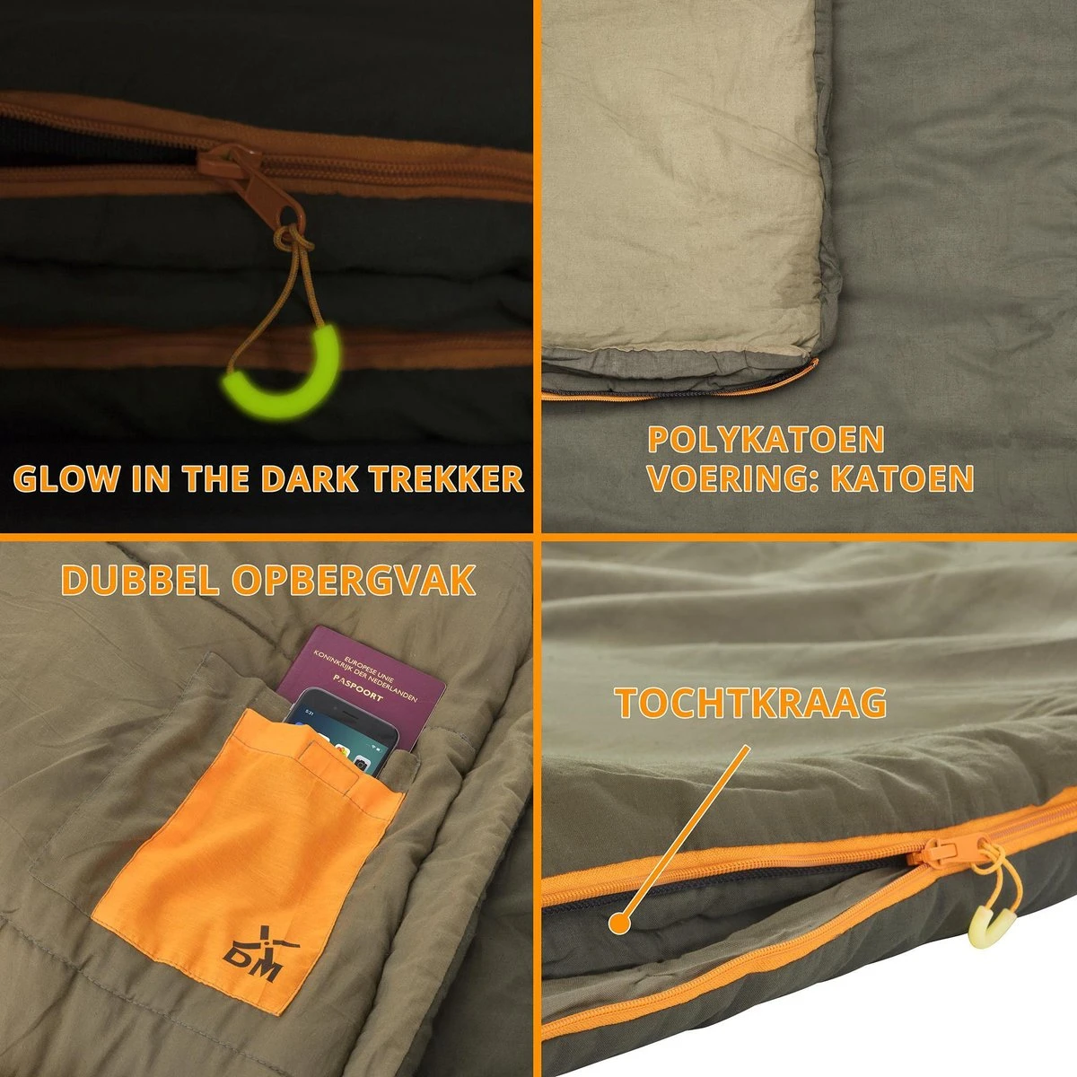 Dutch Mountains Slaapzak Vlieland XL - Grote Katoenen 210 X 80cm Lichtgewicht - Incl. Tasje En Tochtstrip -Comfortzone: 5-8 Graden- 3 Dutch Mountains Slaapzak Vlieland XL - Grote Katoenen 210 X 80cm Lichtgewicht - Incl. Tasje En Tochtstrip -Comfortzone: 5-8 Graden- - Afbeelding 3