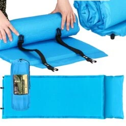 Springos Slaapmat | Zelfopblazend | 186 Cm | Inclusief Hoes & Hoofdkussen | Lichtblauw -Buiten Kamperen 1200x1200 1692