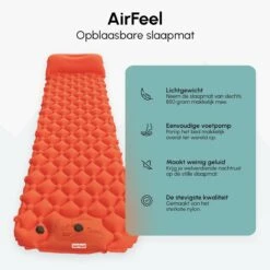 AirFeel Lichtgewicht Opsblaasbaar Slaapmatje - Ingebouwde Pomp En Kussen - 196 X 60 X 6 Cm - Orange 10 AirFeel Lichtgewicht Opsblaasbaar Slaapmatje - Ingebouwde Pomp En Kussen - 196 X 60 X 6 Cm - Orange -Buiten Kamperen 1200x1200 1722