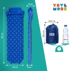 TRVLMORE Slaapmat - Zelfopblazend - 1 Persoons - Ingebouwde Pomp En Kussen - Blauw -Buiten Kamperen 1200x1200 1735