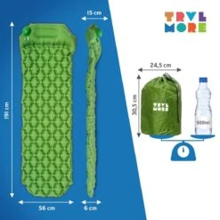 TRVLMORE Slaapmat - Zelfopblazend - 1 Persoons - Ingebouwde Pomp En Kussen - Groen 15 TRVLMORE Slaapmat - Zelfopblazend - 1 Persoons - Ingebouwde Pomp En Kussen - Groen -Buiten Kamperen 1200x1200 1747
