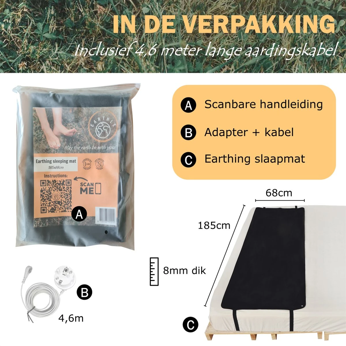 Earthle Earthing Slaapmat - Aardingsmat - Aarden - Earthing Mat - Aarding - Grounding Mat 2 Earthle Earthing Slaapmat - Aardingsmat - Aarden - Earthing Mat - Aarding - Grounding Mat - Afbeelding 2