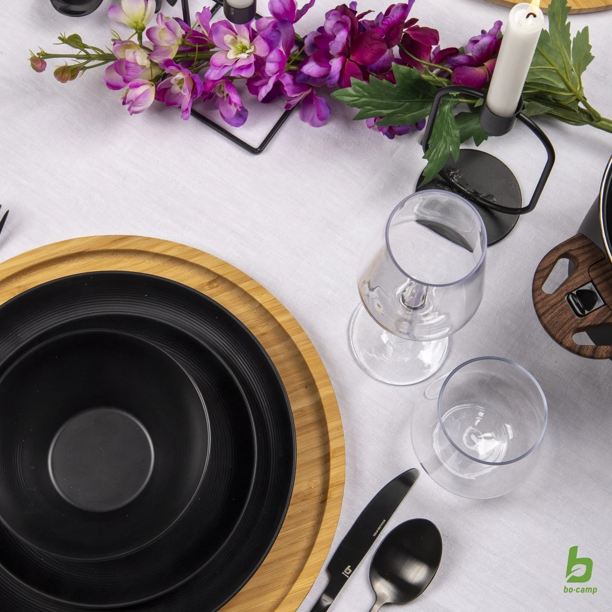 Bo-Camp Industrial - Servies - Orville - Campingbord - 16-delig - Mat Zwart 2 Bo-Camp Industrial - Servies - Orville - Campingbord - 16-delig - Mat Zwart - Afbeelding 2