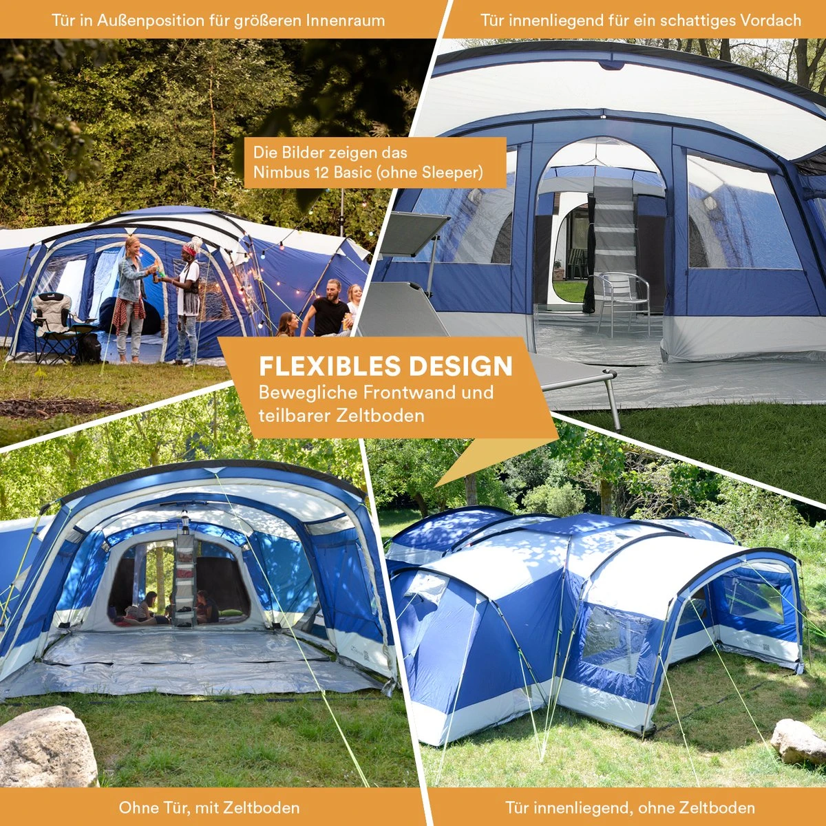 Skandika Nimbus Sleeper 12 Tent – Koepeltenten – 12 Persoons Familietent - Campingtent – Muggengaas – Sleeper Technology (3 Extra Donkere Slaapcabines) – 760 X 630 X 215 Cm (LxBxH) – 5000 Mm Waterkolom – Camping, Tuin – Kamperen – Blauw/wit 7 Skandika Nimbus Sleeper 12 Tent – Koepeltenten – 12 Persoons Familietent - Campingtent – Muggengaas – Sleeper Technology (3 Extra Donkere Slaapcabines) – 760 X 630 X 215 Cm (LxBxH) – 5000 Mm Waterkolom – Camping, Tuin – Kamperen – Blauw/wit - Afbeelding 7