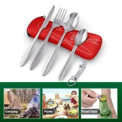 Roestvrij Staal Bestek (kampeerset) – Draagbare Reislepels, -vork En -mes Voor Festivals, Camping Of Trektochten - Wordt Geleverd Met Een Neopreen Draagtasje Met Een Lichtgewicht Flesopener 6 Roestvrij Staal Bestek (kampeerset) – Draagbare Reislepels, -vork En -mes Voor Festivals, Camping Of Trektochten - Wordt Geleverd Met Een Neopreen Draagtasje Met Een Lichtgewicht Flesopener -Buiten Kamperen 1200x1200 1803