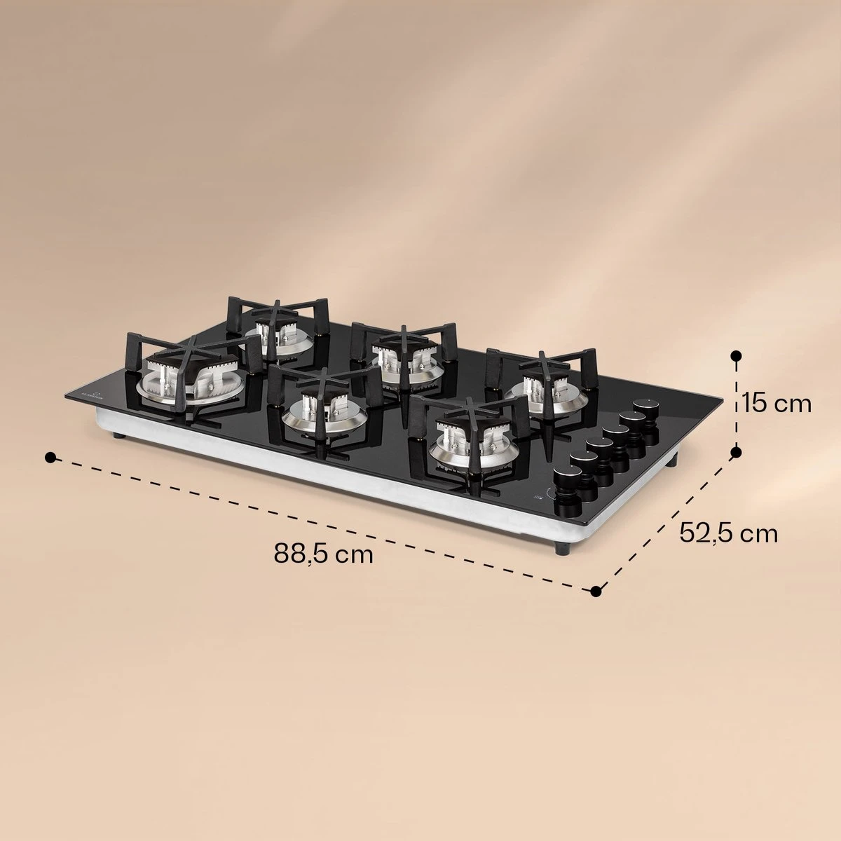 Trifecta 6 Gaskookplaat 6-pits Grote, Normale En Extra Glaskeramische Branders 7 Trifecta 6 Gaskookplaat 6-pits Grote, Normale En Extra Glaskeramische Branders - Afbeelding 7