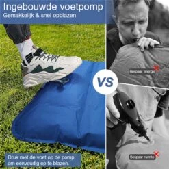 Hikr® Slaapmat 10cm+ Dikte - Comfortabel Luchtmatras - Zelfopblazend Met De Voet - TPU+40D Nylon - Slaapmatje Eenpersoons En Uit Te Breiden Tot Tweepersoons - Slaapmat Met Ingebouwde Pomp -Buiten Kamperen 1200x1200 199