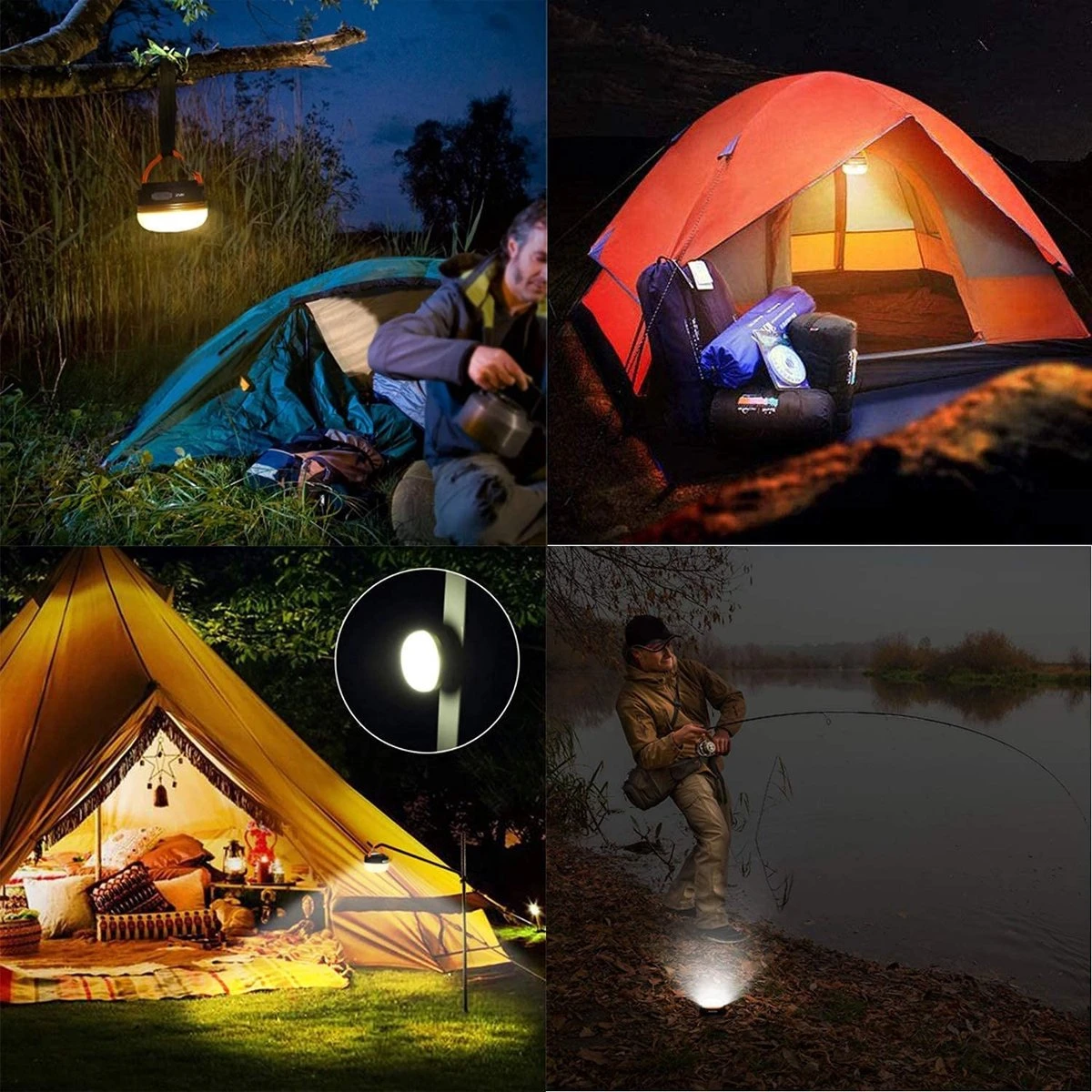 Albrillo Campinglamp LED 2 Stuks Campinglantaarn USB Oplaadbaar Campinglicht, 3 Modi Waterdicht Met 1800mAh Powerbank LED Campinglantaarn Tentverlichting Voor Vissen, Wandelen, Kamperen, Noodgevallen 4 Albrillo Campinglamp LED 2 Stuks Campinglantaarn USB Oplaadbaar Campinglicht, 3 Modi Waterdicht Met 1800mAh Powerbank LED Campinglantaarn Tentverlichting Voor Vissen, Wandelen, Kamperen, Noodgevallen - Afbeelding 4