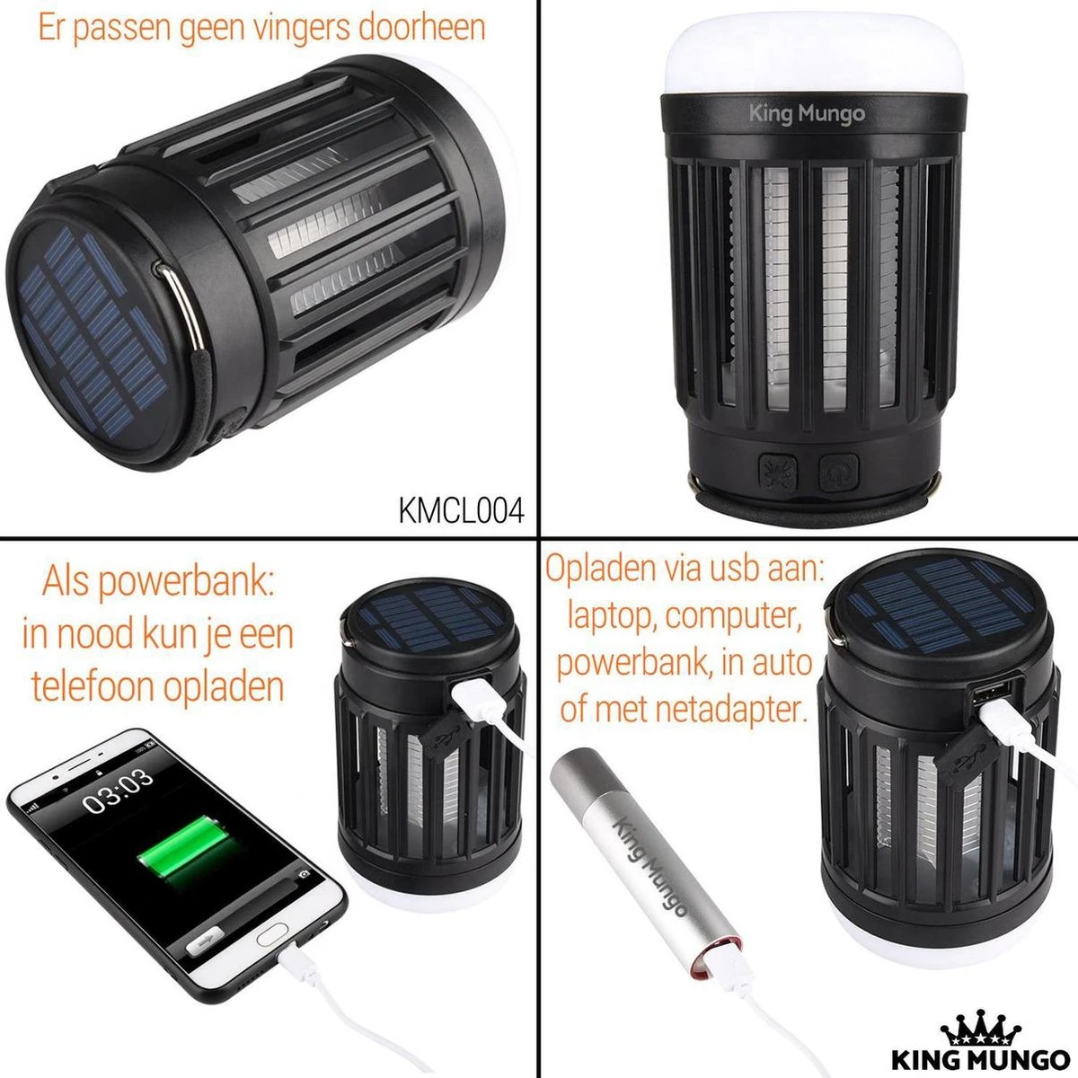 Anti Muggenlamp LED Camping Lamp | Thuis Muggen Vanger Lamp Oplaadbaar | King Mungo 5 Anti Muggenlamp LED Camping Lamp | Thuis Muggen Vanger Lamp Oplaadbaar | King Mungo - Afbeelding 5