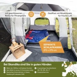 Skandika Pitea XL CROSS Tent – Koepeltenten - Autotent – Campingtent Voor SUV, Caddy, Auto, CUV - Voor Max. 4 Personen – Vrijstaand – Met/zonder Slaapcabine – Max. Stahoogte 230 Cm – 3000mm Waterkolom - 475 X 290 X 230 Cm (LxBxH) – Kamperen - Grijs 11 Skandika Pitea XL CROSS Tent – Koepeltenten - Autotent – Campingtent Voor SUV, Caddy, Auto, CUV - Voor Max. 4 Personen – Vrijstaand – Met/zonder Slaapcabine – Max. Stahoogte 230 Cm – 3000mm Waterkolom - 475 X 290 X 230 Cm (LxBxH) – Kamperen - Grijs -Buiten Kamperen 1200x1200 3