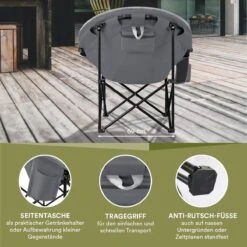 Skandika Moonchair Sirkka – Campingstoelen – Klapstoel – Vouwstoel – Kampeerstoel - Grote, Comfortabele, Campingstoel Opvouwbaar, Gepolsterd, Koelvak, Drinkhouder, Draaggreep En Draagtas, Antislipvoetjes - Max. 150 Kg – Zwart/grijs 10 Skandika Moonchair Sirkka – Campingstoelen – Klapstoel – Vouwstoel – Kampeerstoel - Grote, Comfortabele, Campingstoel Opvouwbaar, Gepolsterd, Koelvak, Drinkhouder, Draaggreep En Draagtas, Antislipvoetjes - Max. 150 Kg – Zwart/grijs -Buiten Kamperen 1200x1200 363