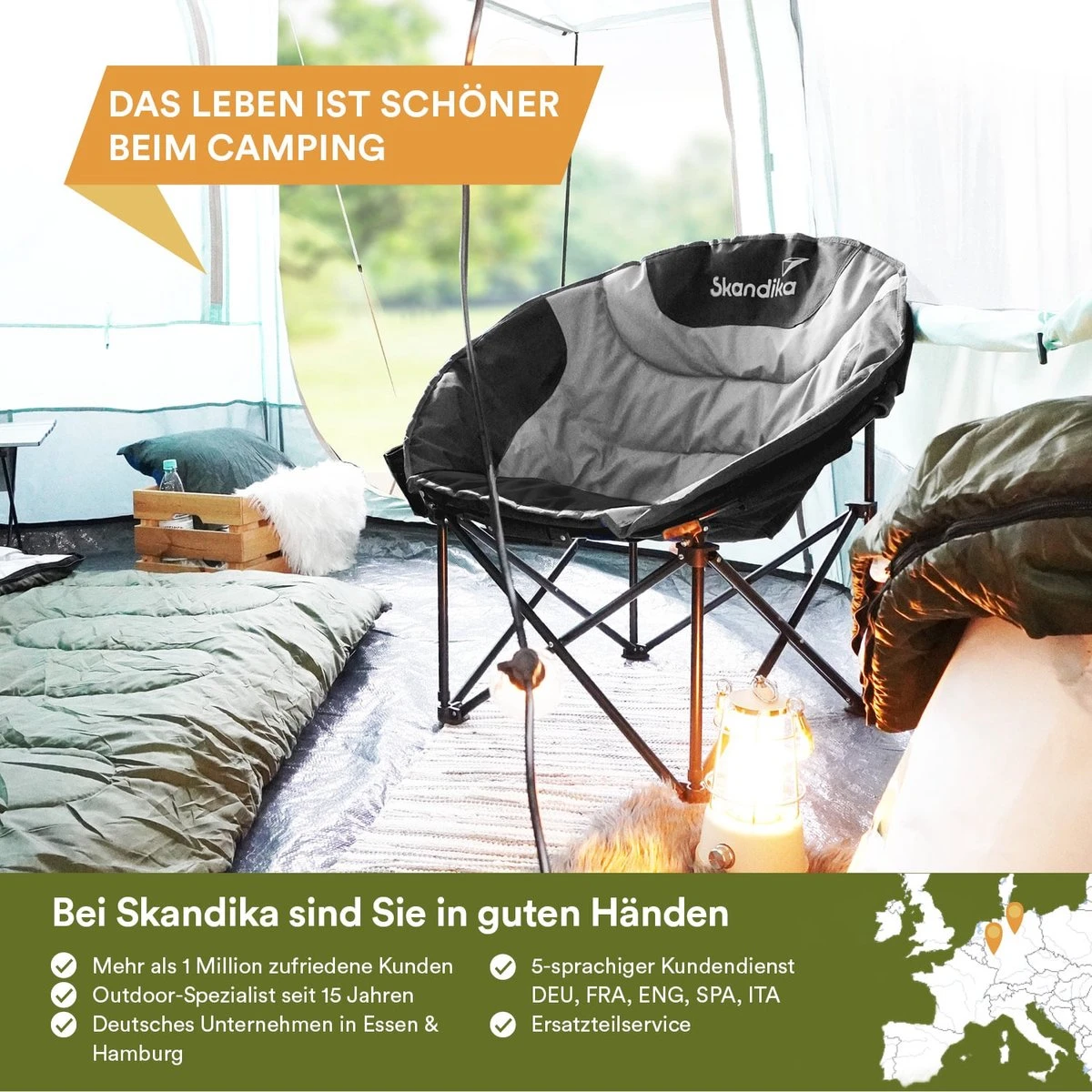 Skandika Moonchair Sirkka – Campingstoelen – Klapstoel – Vouwstoel – Kampeerstoel - Grote, Comfortabele, Campingstoel Opvouwbaar, Gepolsterd, Koelvak, Drinkhouder, Draaggreep En Draagtas, Antislipvoetjes - Max. 150 Kg – Zwart/grijs 6 Skandika Moonchair Sirkka – Campingstoelen – Klapstoel – Vouwstoel – Kampeerstoel - Grote, Comfortabele, Campingstoel Opvouwbaar, Gepolsterd, Koelvak, Drinkhouder, Draaggreep En Draagtas, Antislipvoetjes - Max. 150 Kg – Zwart/grijs - Afbeelding 6