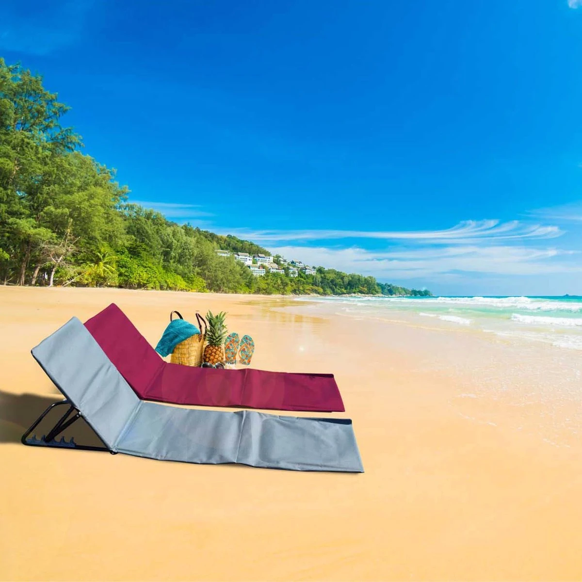 Strandmat Opvouwbaar Met Schouderband - Strandstoel Grijs 145x47x52 7 Strandmat Opvouwbaar Met Schouderband - Strandstoel Grijs 145x47x52 - Afbeelding 7