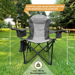 Skandika Relax Comfort Campingstoel - Campingstoel Opvouwbaar - Comfortabele Klapstoel Met Drinkhouder En Koelvak, Tot Max. 160 Kg, Opvouwbaar, Lichtgewicht | Vouwstoel Voor Kamperen, Camping, Festival, Vissen – Grijs -Buiten Kamperen 1200x1200 531