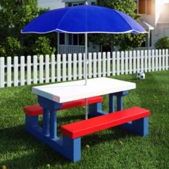 Merkloos Kinder Picknicktafel Met Parasol - Blauw 18 Merkloos Kinder Picknicktafel Met Parasol - Blauw -Buiten Kamperen 1200x1200 560