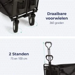 LifeGoods Bolderkar - Opvouwbaar - Draaibare Wielen - 2 Standen - 70KG Draagkracht - Grijs 13 LifeGoods Bolderkar - Opvouwbaar - Draaibare Wielen - 2 Standen - 70KG Draagkracht - Grijs -Buiten Kamperen 1200x1200 748