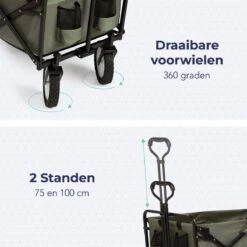 LifeGoods Bolderkar - Opvouwbaar - Draaibare Wielen - 2 Standen - 70KG Draagkracht - Groen -Buiten Kamperen 1200x1200 760