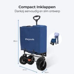 LifeGoods Bolderkar - Opvouwbaar - Tot 120KG - 103L - Extra Draagtas En Duwstang - Wasbaar Polyester - 98x45cm - Blauw/Grijs 17 LifeGoods Bolderkar - Opvouwbaar - Tot 120KG - 103L - Extra Draagtas En Duwstang - Wasbaar Polyester - 98x45cm - Blauw/Grijs -Buiten Kamperen 1200x1200 772