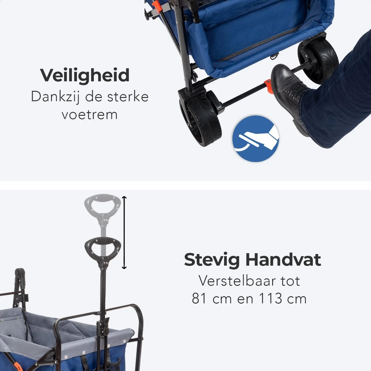 LifeGoods Bolderkar - Opvouwbaar - Tot 120KG - 103L - Extra Draagtas En Duwstang - Wasbaar Polyester - 98x45cm - Blauw/Grijs 10 LifeGoods Bolderkar - Opvouwbaar - Tot 120KG - 103L - Extra Draagtas En Duwstang - Wasbaar Polyester - 98x45cm - Blauw/Grijs - Afbeelding 10