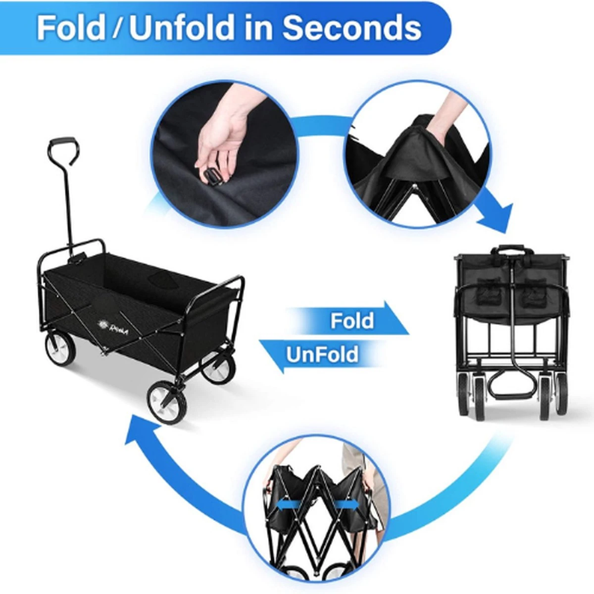 Rijoka Opvouwbare Bolderkar Mét Harde Bodem | Groen 6 Rijoka Opvouwbare Bolderkar Mét Harde Bodem | Groen - Afbeelding 6