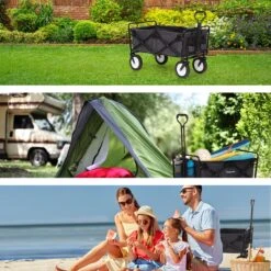 LifeGoods Bolderkar - Opvouwbaar - Draaibare Wielen - 2 Standen - 70KG Draagkracht - Zwart -Buiten Kamperen 1200x1200 799