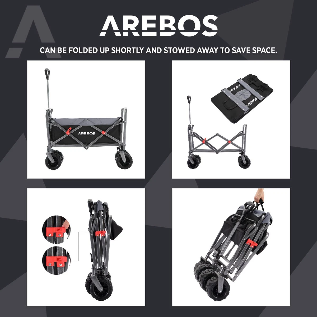 AREBOS Handkar | Transportwagen | Apparatuurwagen | Opvouwbaar | Zwart / Grijs 3 AREBOS Handkar | Transportwagen | Apparatuurwagen | Opvouwbaar | Zwart / Grijs - Afbeelding 3