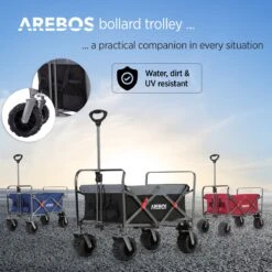AREBOS Handkar | Transportwagen | Apparatuurwagen | Opvouwbaar | Zwart / Grijs 17 AREBOS Handkar | Transportwagen | Apparatuurwagen | Opvouwbaar | Zwart / Grijs -Buiten Kamperen 1200x1200 808