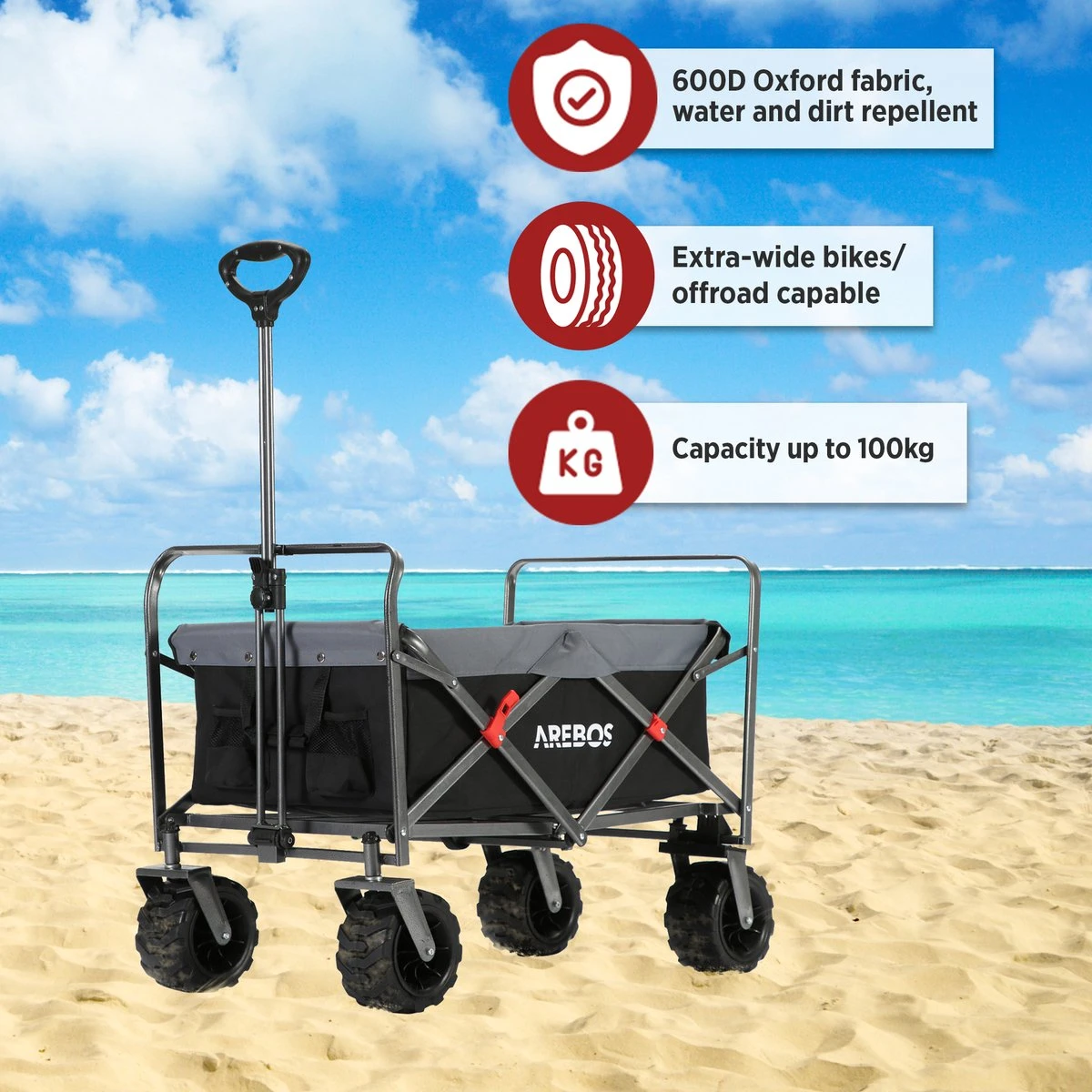 AREBOS Handkar | Transportwagen | Apparatuurwagen | Opvouwbaar | Zwart / Grijs 8 AREBOS Handkar | Transportwagen | Apparatuurwagen | Opvouwbaar | Zwart / Grijs - Afbeelding 8