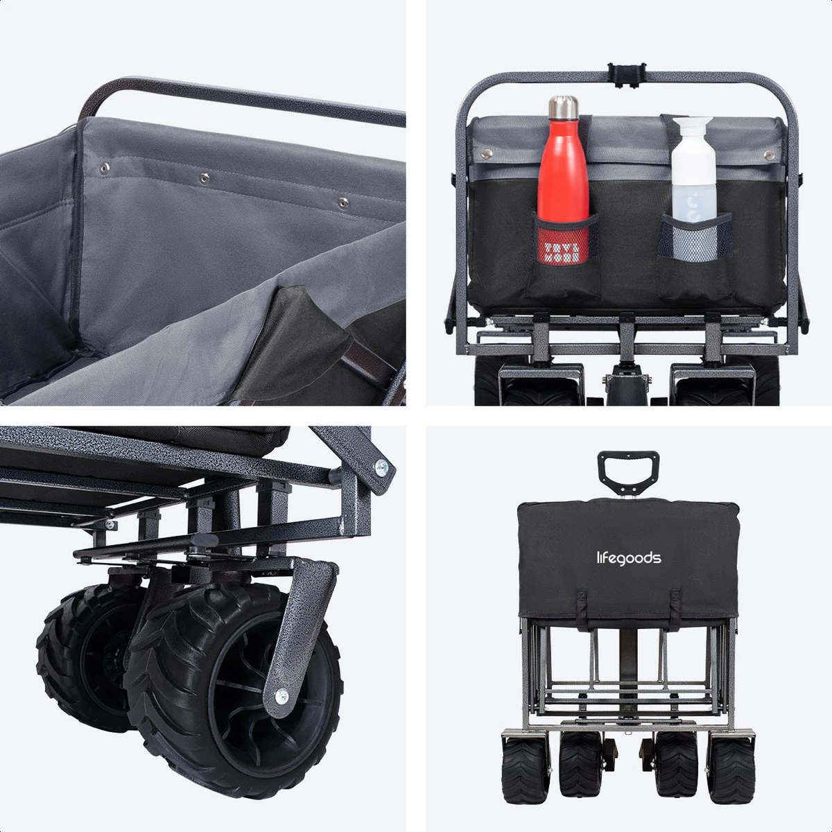 LifeGoods Bolderkar - Opvouwbaar - Tot 80KG - 94L - Wasbaar Polyester - 98x45cm - Zwart/Grijs 11 LifeGoods Bolderkar - Opvouwbaar - Tot 80KG - 94L - Wasbaar Polyester - 98x45cm - Zwart/Grijs - Afbeelding 11