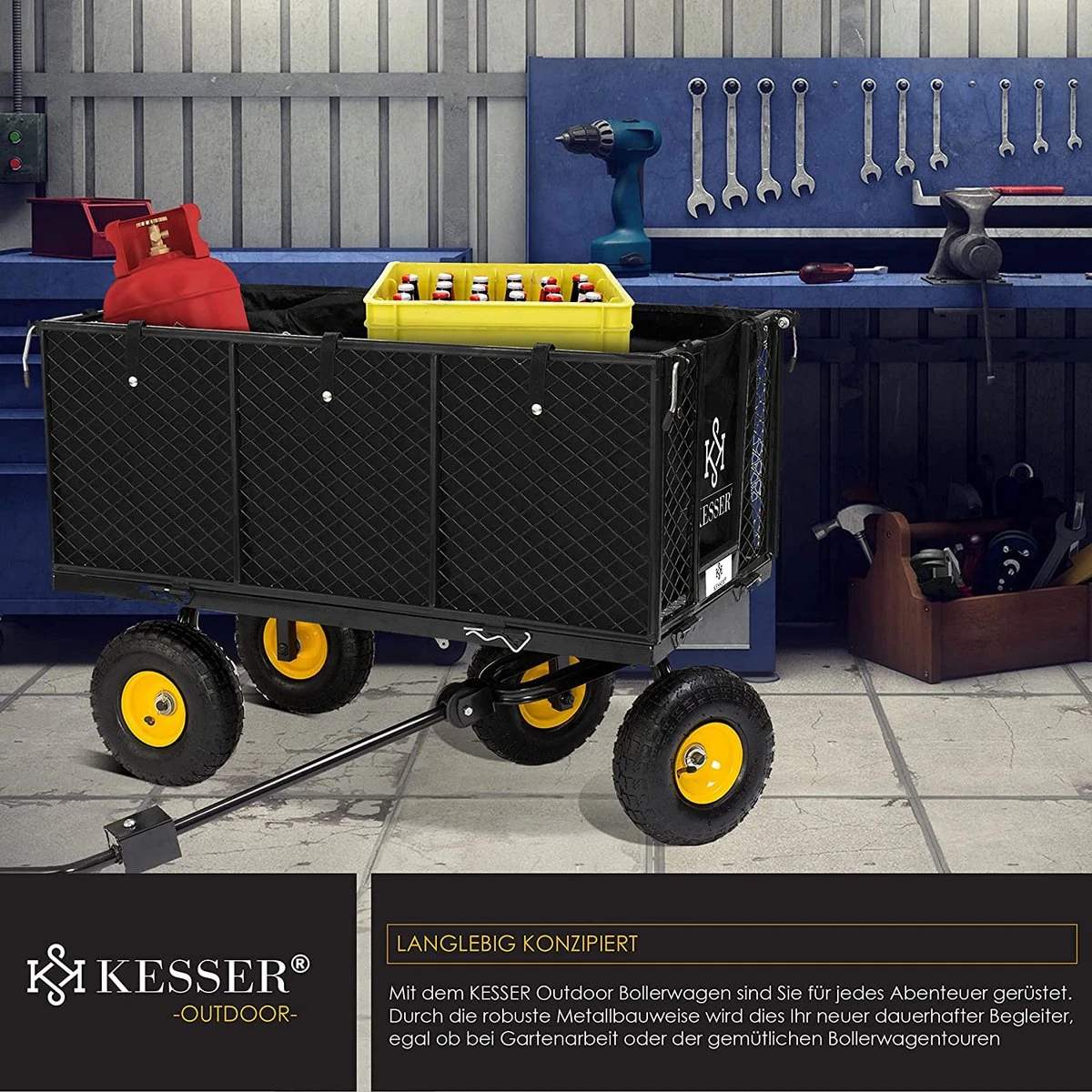 Exxen KESSER® Bolderkar, 550 Kg Belastbaar, Tuinwagen, Transportwagen, Tuinwagen, Uitneembaar Zeil, Gereedschapswagen, Handwagen, Veelzijdig Inzetbaar, Zwart 2 Exxen KESSER® Bolderkar, 550 Kg Belastbaar, Tuinwagen, Transportwagen, Tuinwagen, Uitneembaar Zeil, Gereedschapswagen, Handwagen, Veelzijdig Inzetbaar, Zwart - Afbeelding 2
