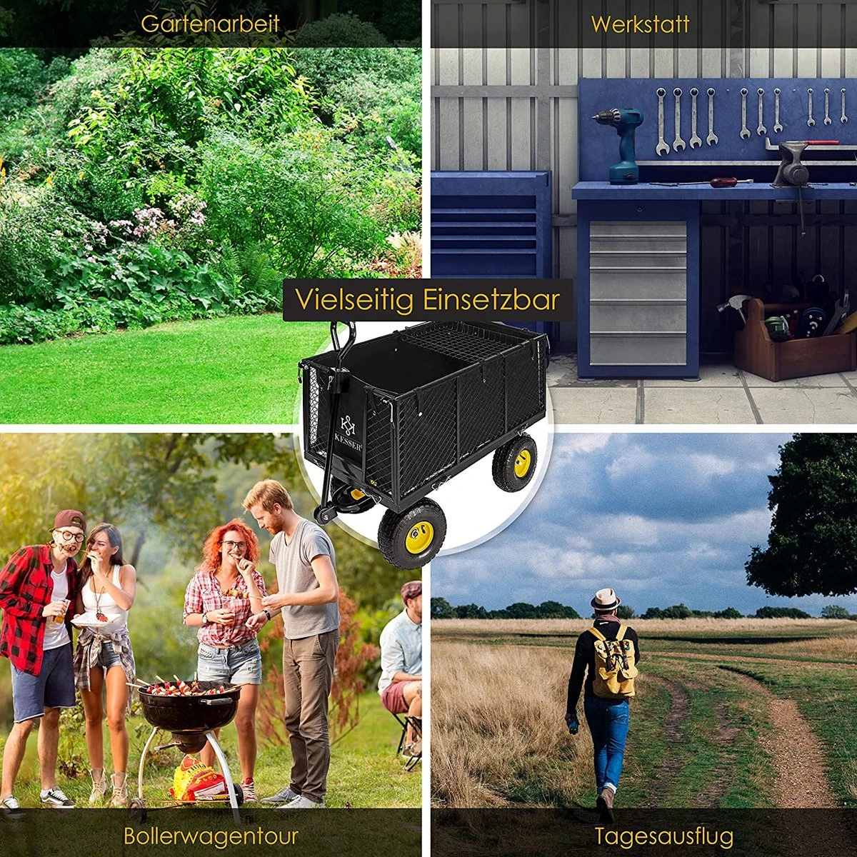 Exxen KESSER® Bolderkar, 550 Kg Belastbaar, Tuinwagen, Transportwagen, Tuinwagen, Uitneembaar Zeil, Gereedschapswagen, Handwagen, Veelzijdig Inzetbaar, Zwart 7 Exxen KESSER® Bolderkar, 550 Kg Belastbaar, Tuinwagen, Transportwagen, Tuinwagen, Uitneembaar Zeil, Gereedschapswagen, Handwagen, Veelzijdig Inzetbaar, Zwart - Afbeelding 7