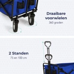 LifeGoods Bolderkar - Opvouwbaar - Draaibare Wielen - 2 Standen - 70KG Draagkracht - Blauw -Buiten Kamperen 1200x1200 832