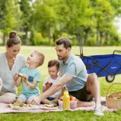 LifeGoods Bolderkar - Opvouwbaar - Draaibare Wielen - 2 Standen - 70KG Draagkracht - Blauw -Buiten Kamperen 1200x1200 834