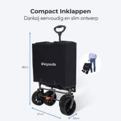 LifeGoods Bolderkar - Opvouwbaar - Tot 120KG - 103L - Extra Draagtas En Duwstang - Wasbaar Polyester - 98x45cm - Zwart/Grijs 13 LifeGoods Bolderkar - Opvouwbaar - Tot 120KG - 103L - Extra Draagtas En Duwstang - Wasbaar Polyester - 98x45cm - Zwart/Grijs -Buiten Kamperen 1200x1200 857