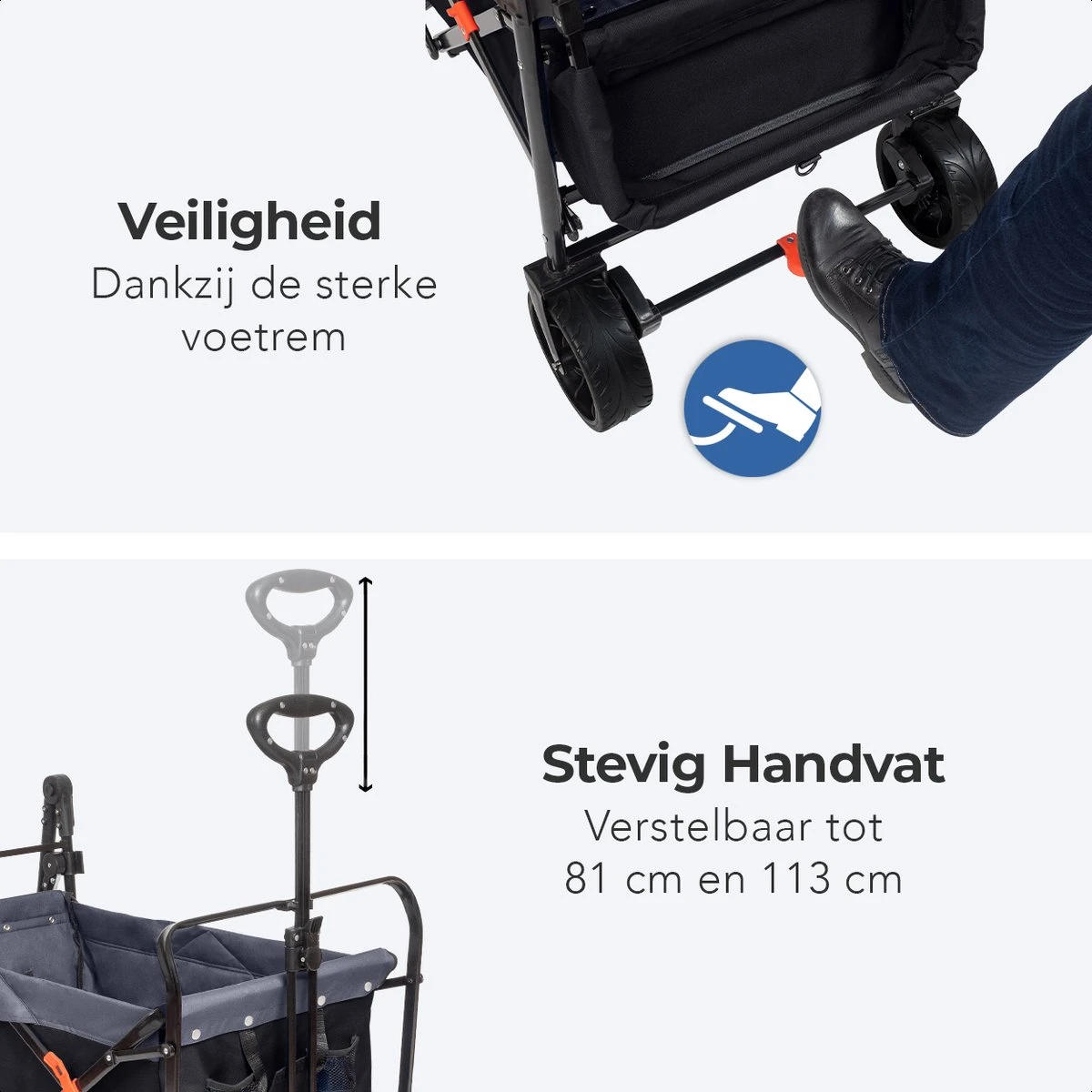 LifeGoods Bolderkar - Opvouwbaar - Tot 120KG - 103L - Extra Draagtas En Duwstang - Wasbaar Polyester - 98x45cm - Zwart/Grijs 10 LifeGoods Bolderkar - Opvouwbaar - Tot 120KG - 103L - Extra Draagtas En Duwstang - Wasbaar Polyester - 98x45cm - Zwart/Grijs - Afbeelding 10