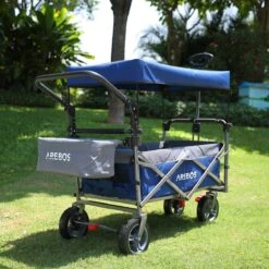 AREBOS Premium Steekwagen Met Dak Opvouwbare Tuinkar Handkar Bolderkar Blauw / Grijs 16 AREBOS Premium Steekwagen Met Dak Opvouwbare Tuinkar Handkar Bolderkar Blauw / Grijs -Buiten Kamperen 1200x1200 900