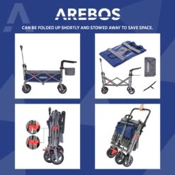 AREBOS Premium Steekwagen Met Dak Opvouwbare Tuinkar Handkar Bolderkar Blauw / Grijs 20 AREBOS Premium Steekwagen Met Dak Opvouwbare Tuinkar Handkar Bolderkar Blauw / Grijs -Buiten Kamperen 1200x1200 902