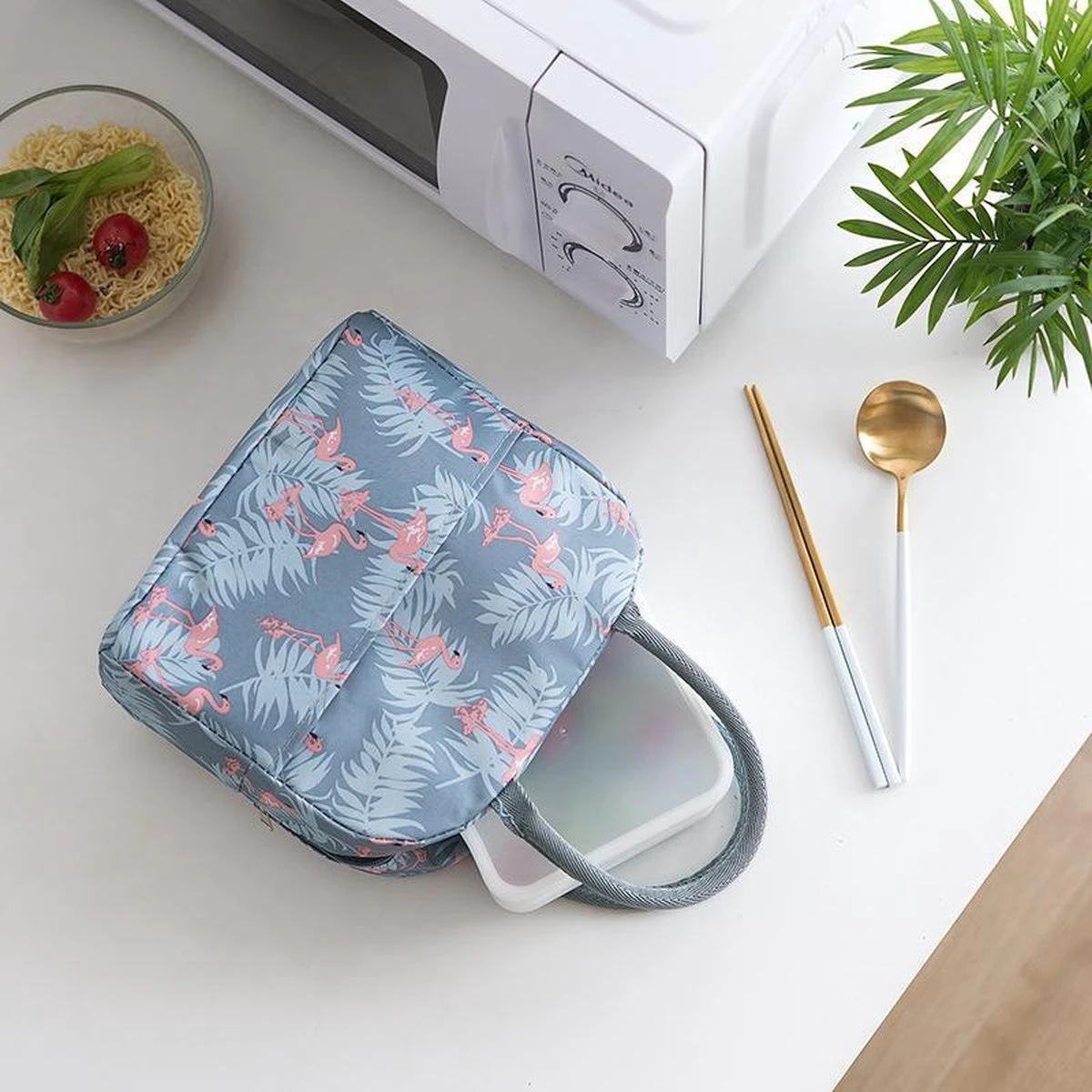 Koeltas - Lunchtas - Volwassenen En Kinderen - Compact & Handig: Zomer - Picknick -School - Lunch - Werk - Grijs Flamingo 9 Koeltas - Lunchtas - Volwassenen En Kinderen - Compact & Handig: Zomer - Picknick -School - Lunch - Werk - Grijs Flamingo - Afbeelding 9