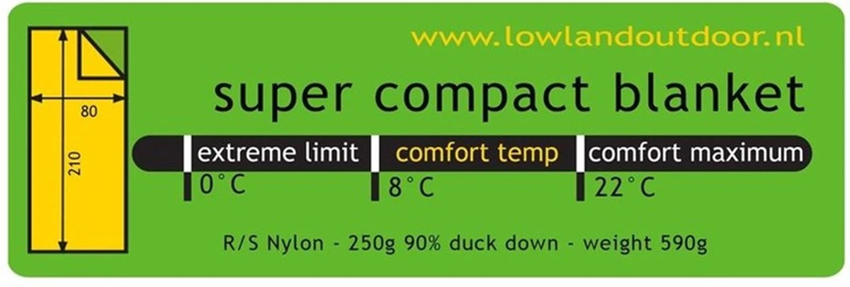 LOWLAND OUTDOOR® Donzen Slaapzak - Super Compact Blanket - 210 X 80 Cm - 590gr +8°C 10 LOWLAND OUTDOOR® Donzen Slaapzak - Super Compact Blanket - 210 X 80 Cm - 590gr +8°C - Afbeelding 10