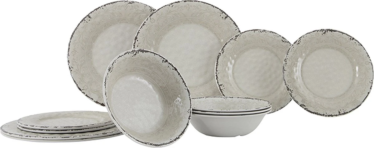 Gimex - Stone Line - Servies - Sand - 12-Delig 1 Gimex - Stone Line - Servies - Sand - 12-Delig