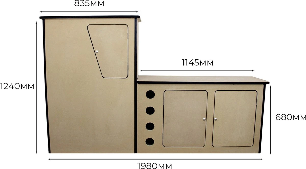 Camper Keuken MDF - Linkerkant EU - Inclusief Kledingstang + Wijnrek - Onbewerkt - Inbouw Kasten Inrichting Kampeerauto Caravan 10 Camper Keuken MDF - Linkerkant EU - Inclusief Kledingstang + Wijnrek - Onbewerkt - Inbouw Kasten Inrichting Kampeerauto Caravan - Afbeelding 10