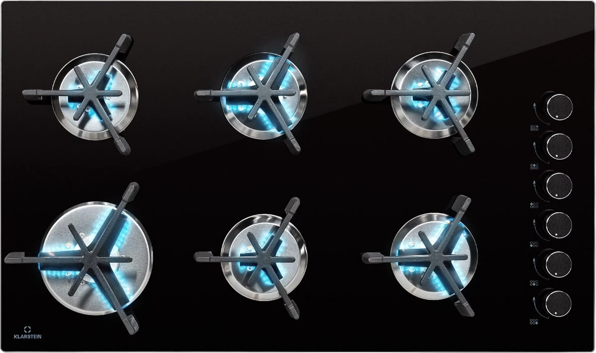 Trifecta 6 Gaskookplaat 6-pits Grote, Normale En Extra Glaskeramische Branders 1 Trifecta 6 Gaskookplaat 6-pits Grote, Normale En Extra Glaskeramische Branders