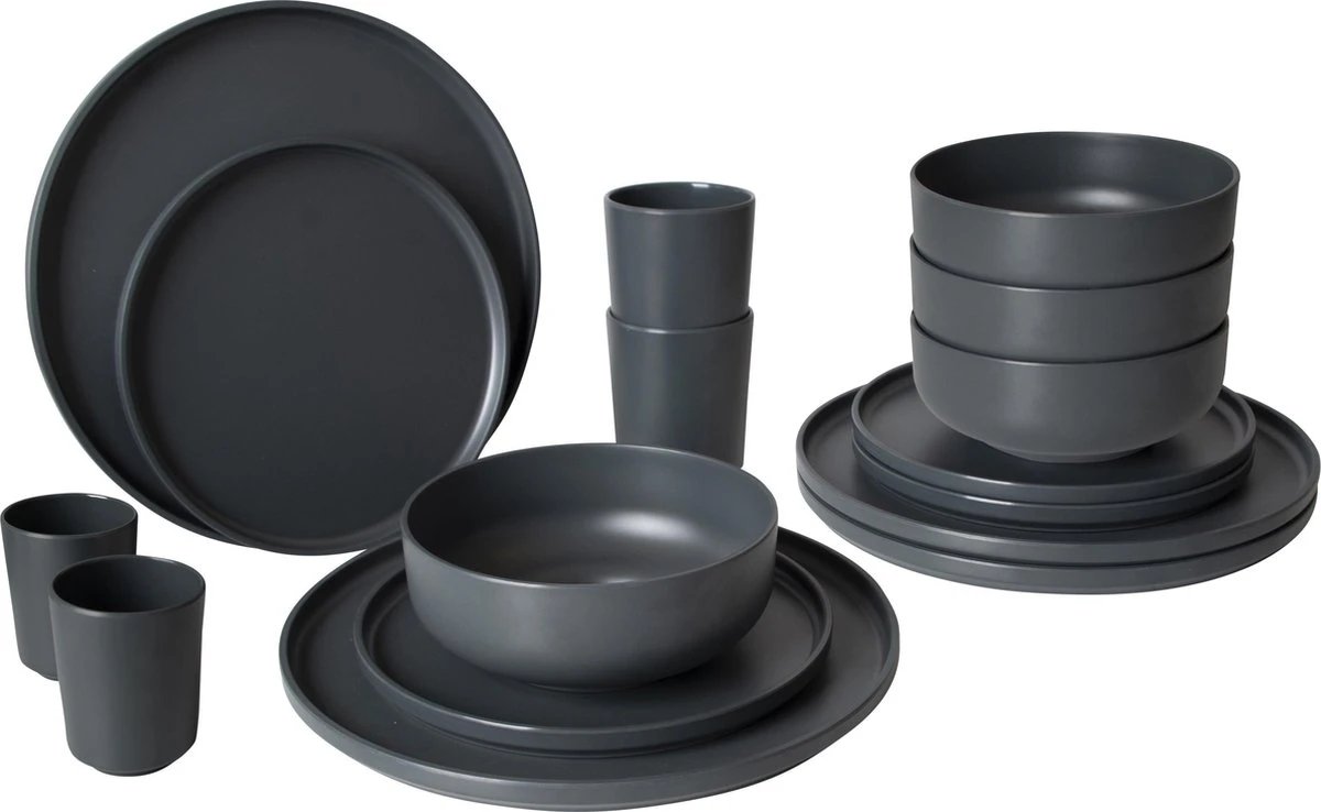 Bo-Camp Industrial - Servies - Patom - 100% Melamine - 16-Delig Servies 1 Bo-Camp Industrial - Servies - Patom - 100% Melamine - 16-Delig Servies