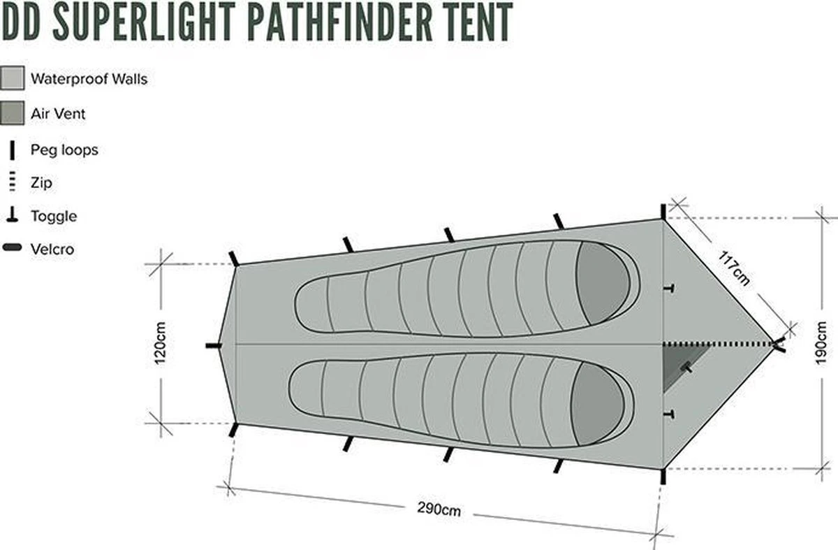 Dd Superlight Pathfinder Tent - Groen - 2 Persoons 2 Dd Superlight Pathfinder Tent - Groen - 2 Persoons - Afbeelding 2