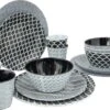 Bo-Camp Servies - Mix & Match - 16 Delig - Zwart/Wit